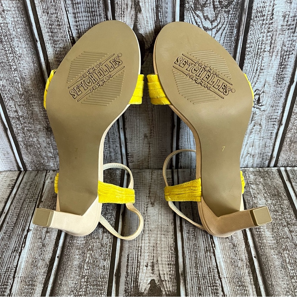 Seychelles Prime Yellow and Nude Leather Heels NWOT - Picture 10 of 10